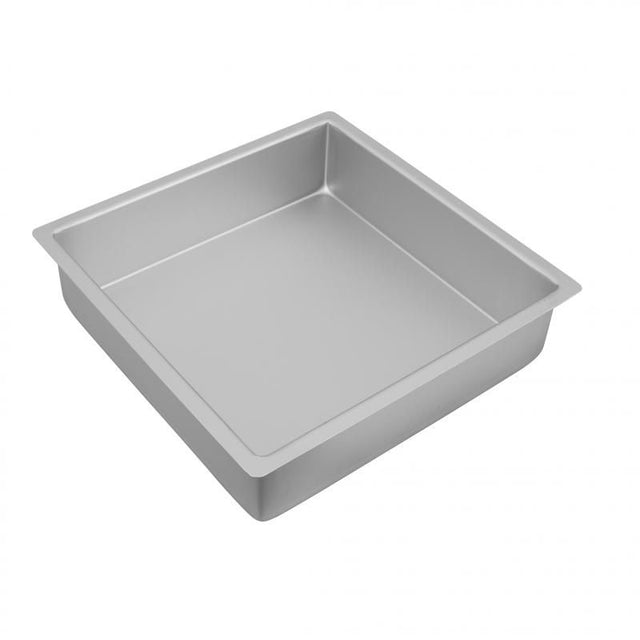 Bakemaster Silver Anodised Square Cake Pan, 27.5x7.5cm, lightweight, non-stick, ideal for baking tiered cakes and desserts.