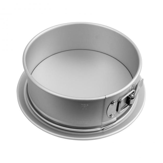 Bakemaster Silver Anodised Springform Pan, 22.5x7.5cm, lightweight, non-stick, PFOA/BPA-free, perfect for cakes and easy cleanup.