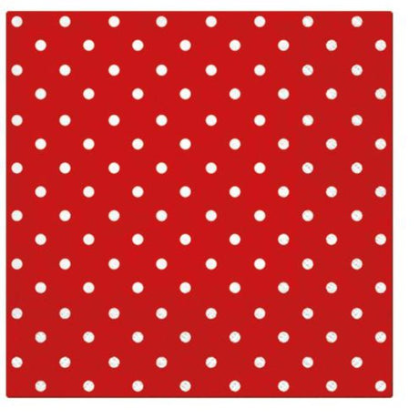Red dot patterned 3-ply napkins, 33cm, pack of 20, perfect for stylish dining and eco-friendly choices.