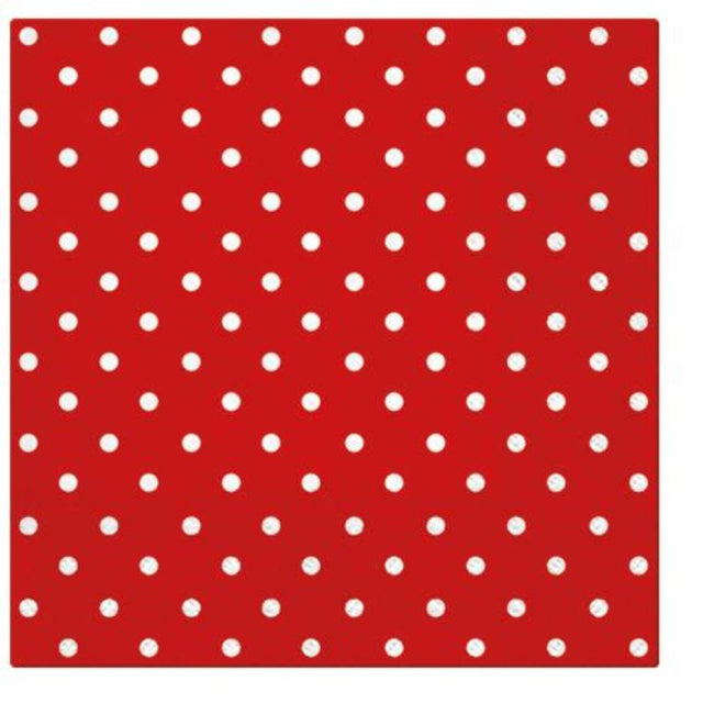 Red dot patterned 3-ply napkins, 33cm, pack of 20, perfect for stylish dining and eco-friendly choices.
