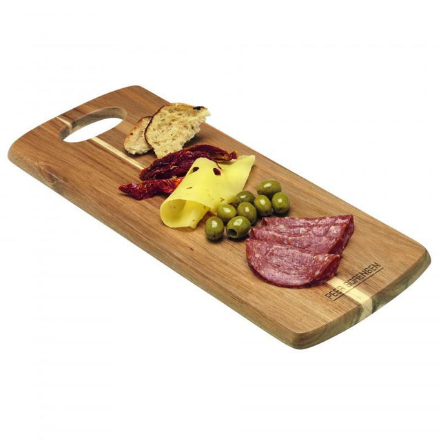 Peer Sorensen Tapas Serving Board in sustainably sourced acacia wood, measuring 38x16x1.5cm, featuring unique grain patterns.