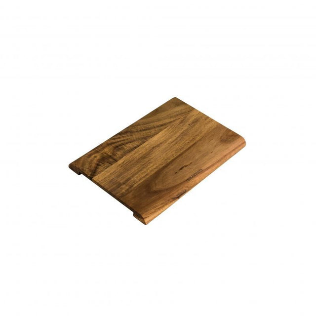 Acacia wood chopping board with unique long grain, 30x20x1.8cm, designed to protect knives and enhance kitchen aesthetics.