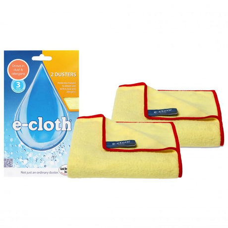 E-Cloth Duster Cloth Twin Pack - DC2: eco-friendly dusters attract and trap dust, improving cleaning efficiency and reducing allergens.