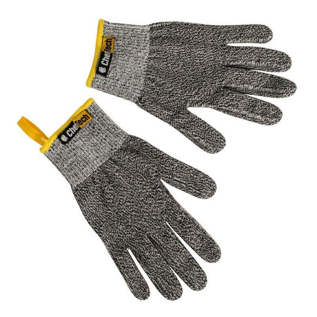 Cheftech Fibre Knit Cut Resist Gloves in grey, offering cut protection, superior grip, flexibility, and food-safe comfort.