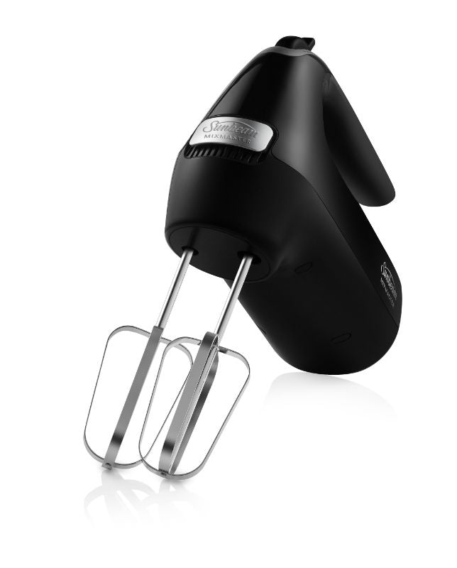 Hand Mixer Pro MIXMASTER® by Sunbeam with 3 stainless steel attachments, 7 speeds, and storage case for effortless mixing.