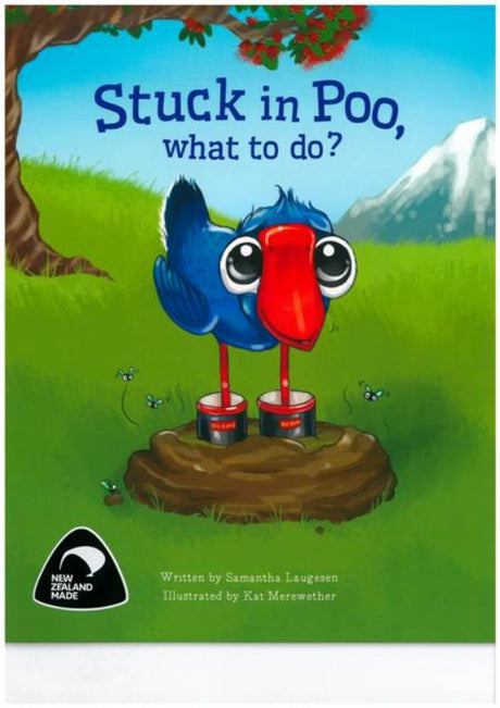 Brightly illustrated children's book featuring Luke the Pook, a cheeky pukeko navigating fun adventures and cow poo.