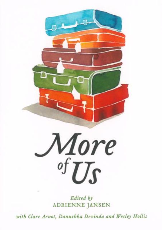 "Cover of 'More of Us,' a poignant poetry collection on migration and identity by Adrienne Jansen."