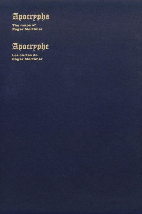 Hardback book "Apocrypha: The Maps of Roger Mortimer," featuring medieval imagery and marine charts exploring cultural identity.