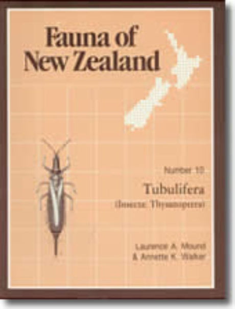 Cover of 'FAUNA 10 - TUBULIFERA', a paperback guide to New Zealand's invertebrates by L Mound, featuring rich illustrations.