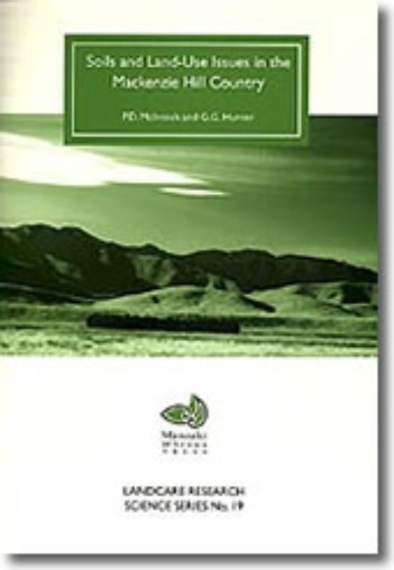 Paperback report on Mackenzie Hill Country soils, featuring soil profiles, distribution insights, and sustainable land use strategies.
