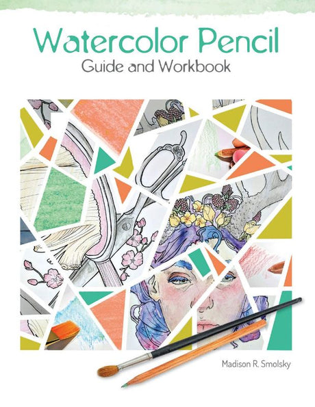 Watercolor Pencil Guide and Workbook: 80-page guide with techniques, tips, and 62 outline drawings for creative watercolor practice.