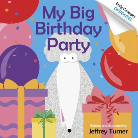 A colorful hardback book featuring Doodle the Science Poodle celebrating a fun, educational birthday party adventure for kids.