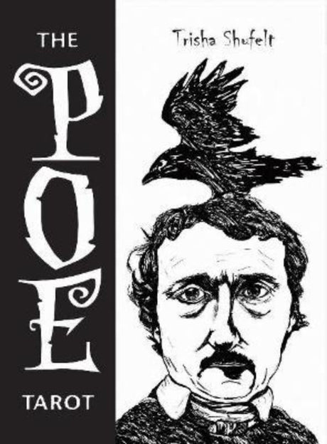 The Poe Tarot deck features haunting black-and-white illustrations inspired by Edgar Allan Poe’s works, perfect for tarot and literature lovers.