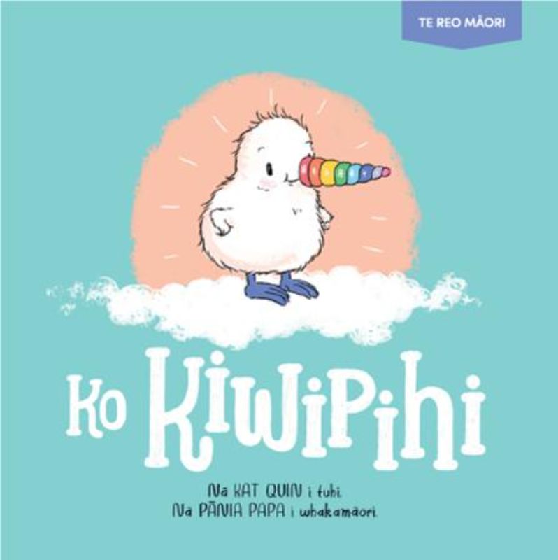 Children's book "Ko Kiwipihi" featuring whimsical illustrations celebrating uniqueness and diversity in a fun, engaging story.