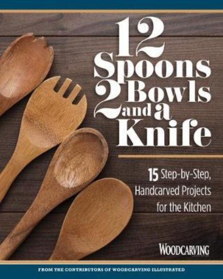 Woodcarving kit with 12 spoons, 2 bowls, and a knife, ideal for beginners to create elegant, functional kitchenware.