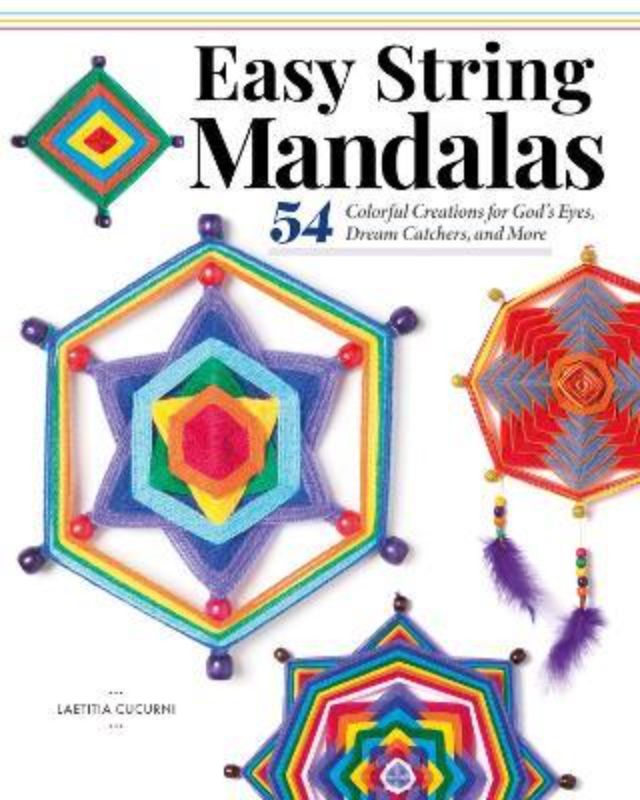 Creative guidebook showcasing 56 easy string mandala projects for beginners, featuring step-by-step instructions and vibrant illustrations.