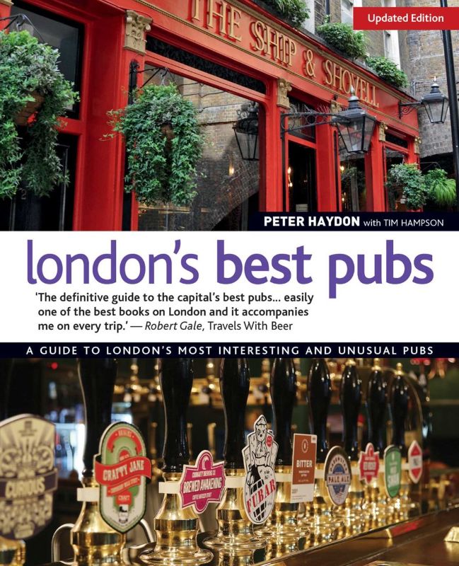 A guidebook featuring 115 London pubs, organized by neighborhood and special interest with maps and photos of each venue.