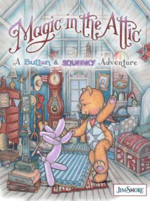 A teddy bear named Button discovers friendship and adventure in the attic with a magical balloon animal kit.