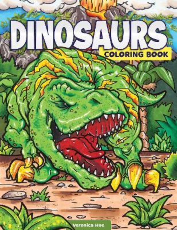 A vibrant Dinosaurs Coloring Book featuring over 40 elaborate designs of iconic dinosaurs for kids to color and learn fun facts.