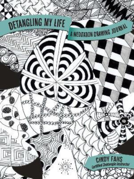 Meditation drawing journal with 160 pages for mindfulness and creativity, featuring Tangle patterns by Cindy Fahs.