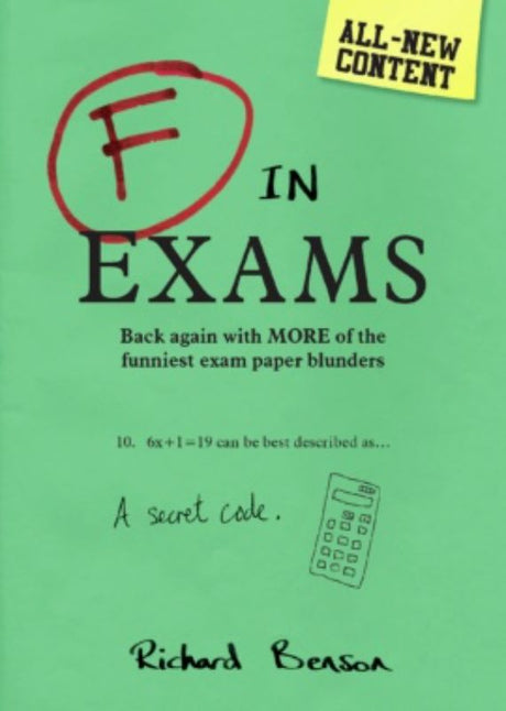Cover of 'F in Exams (2018)', a humorous book filled with funny student exam responses and amusing blunders.