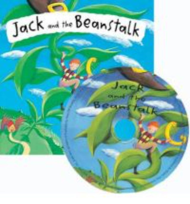 Cover of 'Jack and the Beanstalk' soft cover with colorful illustrations and a CD for an engaging storytelling experience.