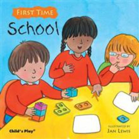 Colorful paperback book for first-time schoolers, featuring engaging illustrations and simple text to encourage learning and conversation.