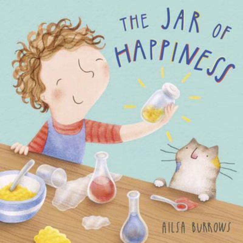 Illustrated cover of 'The Jar of Happiness', a children's book about Meg's journey to discover joy beyond her missing jar.