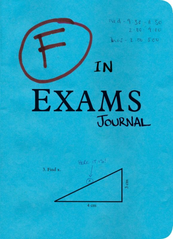 Hardback F in Exams Journal with 192 pages, featuring humorous school howlers and space for notes and doodles.