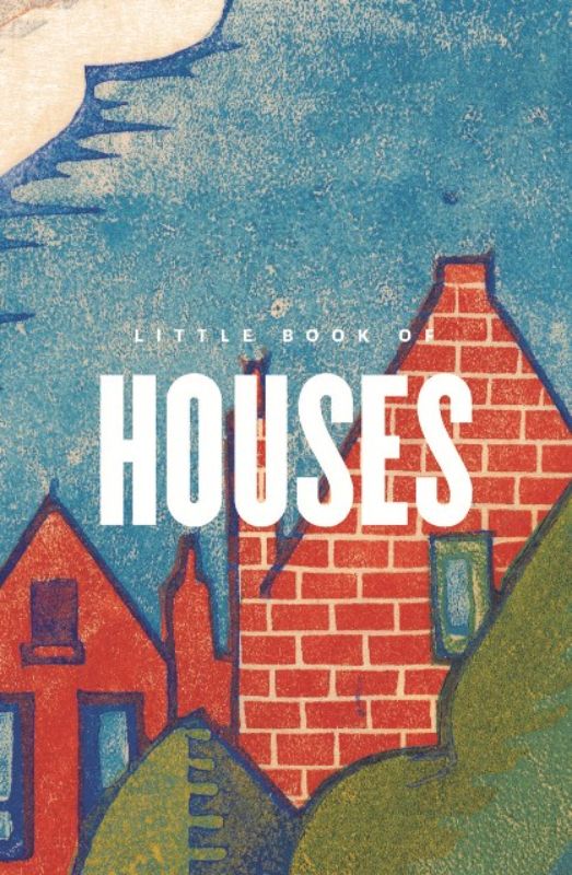 Hardback art book titled "Little Book of Houses," showcasing stunning reproductions of diverse architectural styles in 100 pages.
