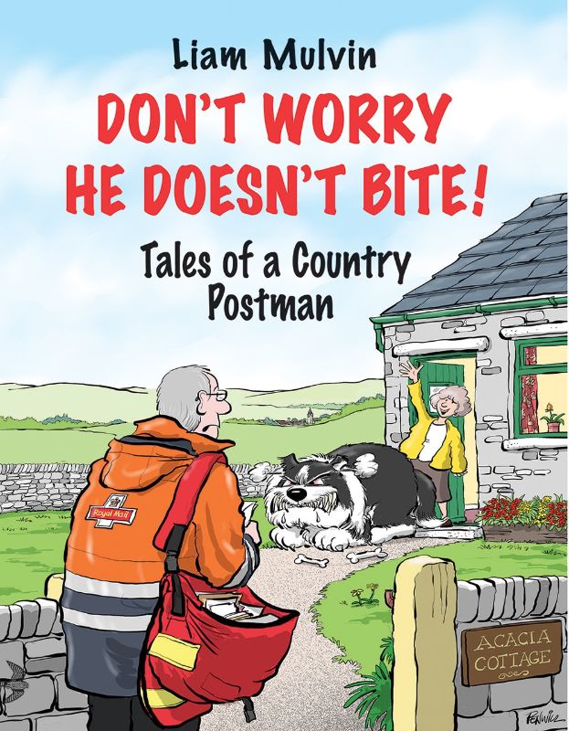 Charming hardback book featuring rural postman tales by Liam Mulvin, celebrating community and wildlife encounters.