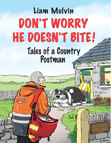 Charming hardback book featuring rural postman tales by Liam Mulvin, celebrating community and wildlife encounters.