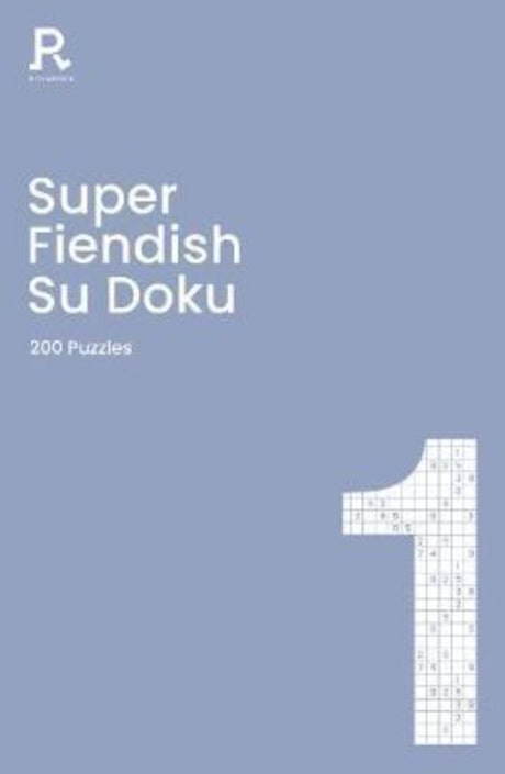 Super Fiendish Su Doku book featuring 200 intricate puzzles in a portable paperback format, ideal for puzzle enthusiasts.