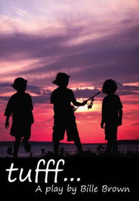 Cover of 'tufff' by Billie Brown, depicting three boys by the beach, symbolizing friendship and understanding.