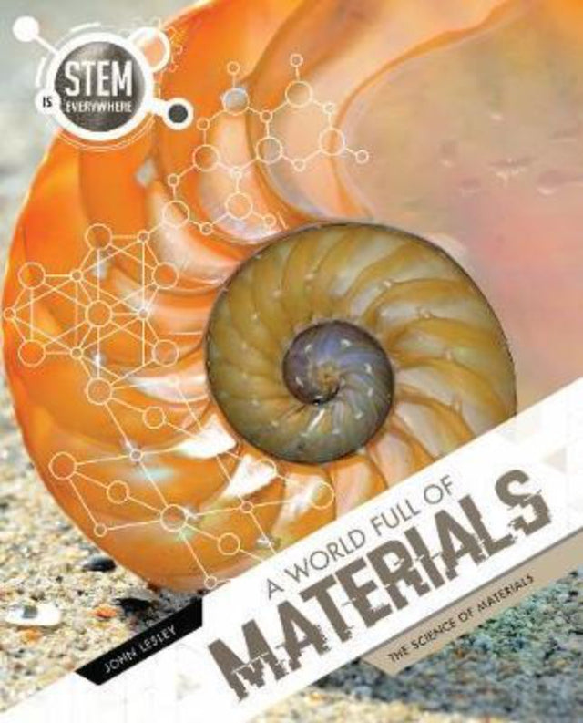 Hardback book "Stem Is Everywhere" teaching kids about materials and STEM principles with vibrant illustrations and engaging content.