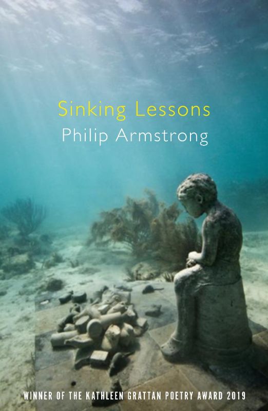 Cover of "Sinking Lessons" by Philip Armstrong, a poetry collection exploring humanity's connection to nature.