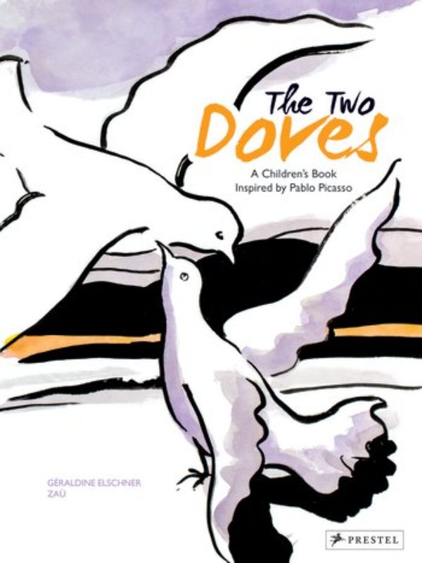 Illustrated children's book featuring two doves, inspired by Picasso's art, celebrating friendship and community.