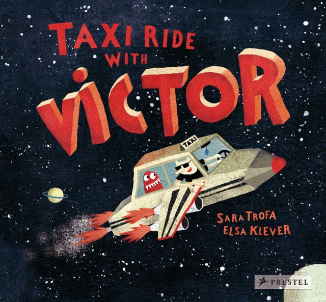 A whimsical children's book cover featuring Victor, an extraterrestrial taxi driver on a cosmic adventure filled with humor.