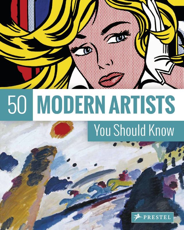 A comprehensive guide featuring 50 modern artists, showcasing vibrant spreads and essential insights into contemporary art.