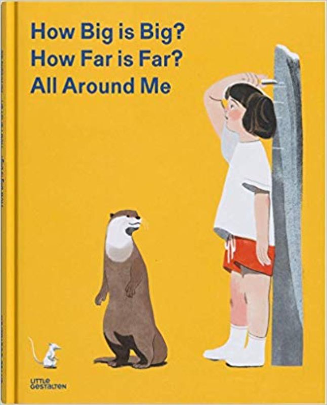 A whimsical hardback book for kids exploring sizes and distances in the natural world, featuring captivating illustrations and comparisons.