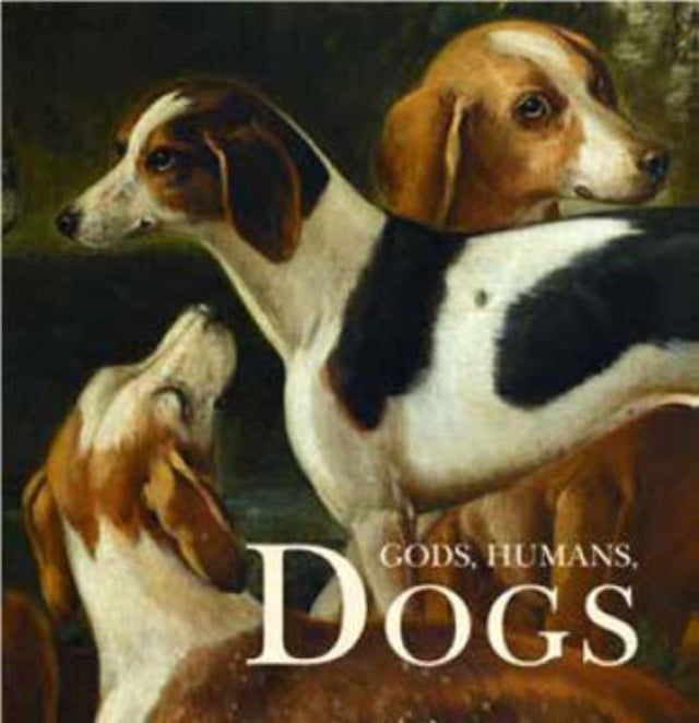 Hardback book "Gods Humans Dogs" explores the historic bond between humans and dogs with captivating illustrations and anecdotes.