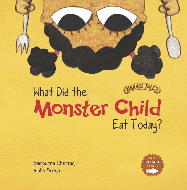 Children's book 'What Did The Monster Child Eat Today' features quirky illustrations and interactive flaps for fun reading.