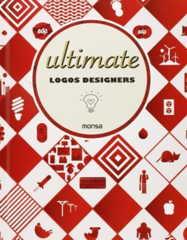 Illustration of the book 'Ultimate Logos Designers,' showcasing global logo design insights for effective branding strategies.