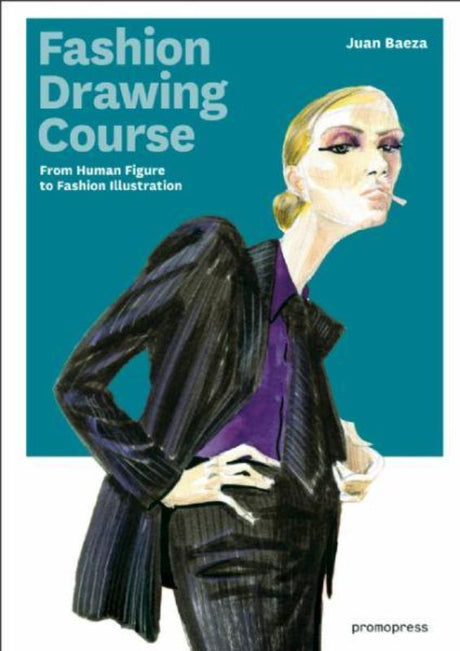 Fashion Drawing Course cover featuring guidance on sketching the human figure in motion and essential fabric and design techniques.