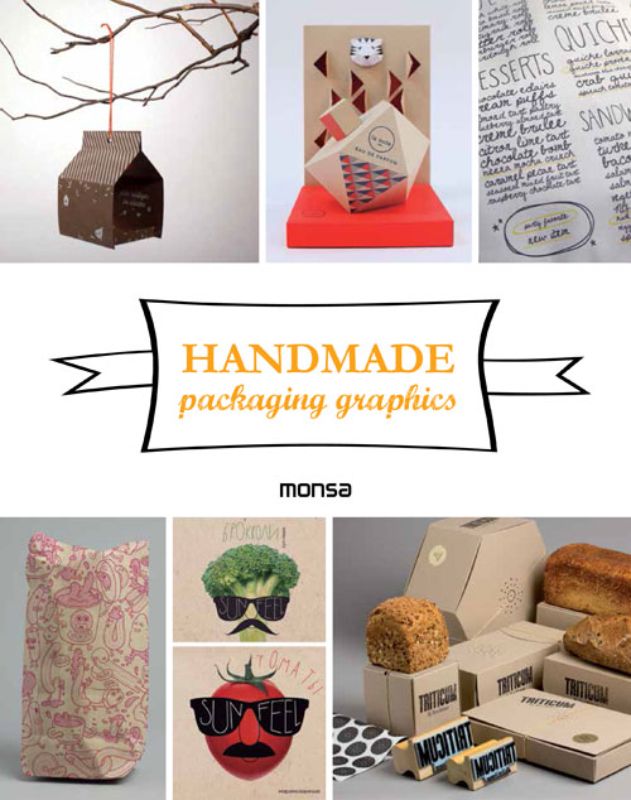 Hardback book "Handmade Packaging Graphics" showcasing artisanal packaging design with innovative techniques and stunning visuals.