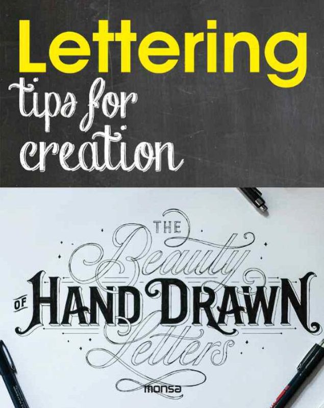 Hardback book "Lettering - Tips for Creation" showcasing techniques and inspirations by top lettering artists, 144 pages.