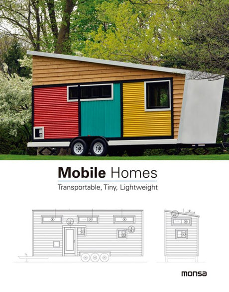 A modern mobile home showcasing minimalist design with multifunctional spaces for sustainable living and mobility.