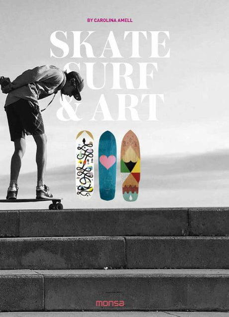 Hardback book featuring skate culture art, showcasing 44 artists and the evolution of skateboarding from its California roots.