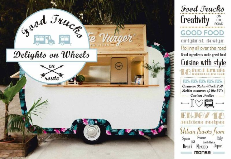 Hardback book 'Delight on Wheels' explores food truck culture with recipes, illustrations, and 144 pages of culinary adventure.
