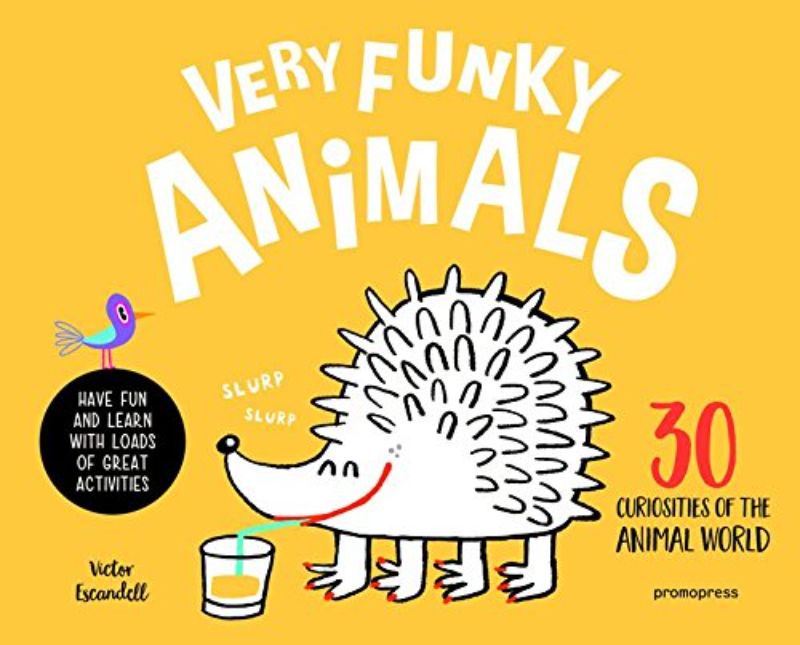 Activity book 'Very Funky Animals' features vibrant illustrations, engaging activities, and fun facts about quirky animals.